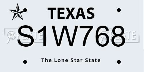 S1W768 Texas License Plate