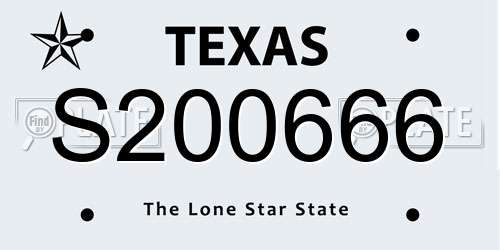 S200666 Texas License Plate