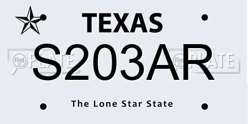 S203AR Texas License Plate