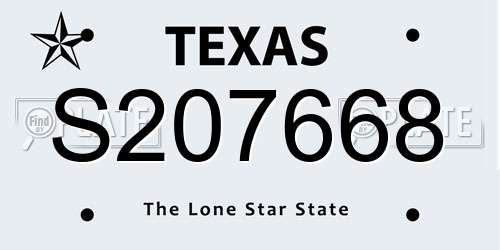 S207668 Texas License Plate