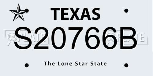 S20766B Texas License Plate