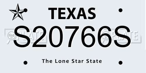 S20766S Texas License Plate