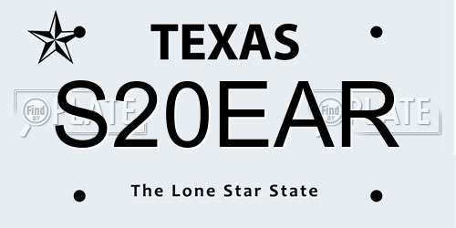 S20EAR Texas License Plate