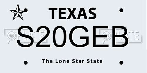 S20GEB Texas License Plate