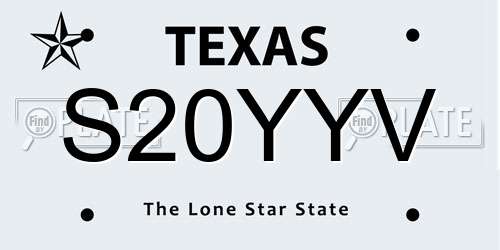 S20YYV Texas License Plate