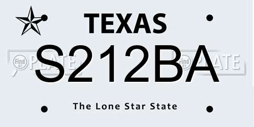 S212BA Texas License Plate