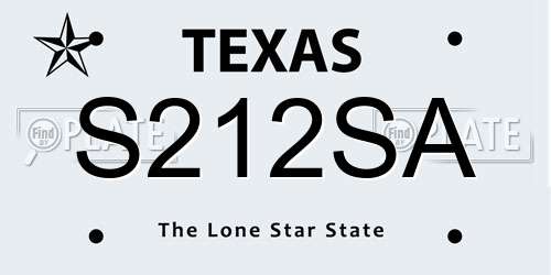 S212SA Texas License Plate