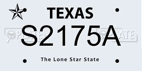 S2175A Texas License Plate