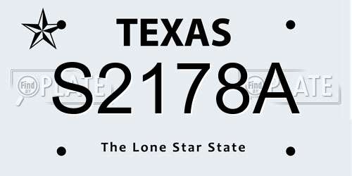 S2178A Texas License Plate