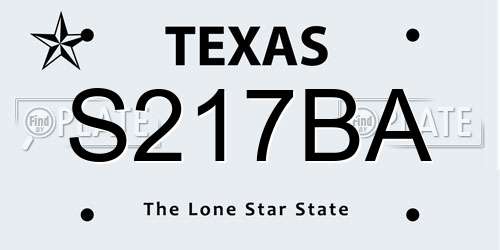 S217BA Texas License Plate