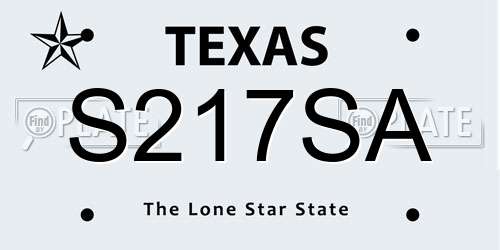 S217SA Texas License Plate