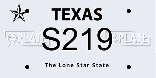 S219 Texas License Plate
