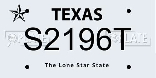 S2196T Texas License Plate