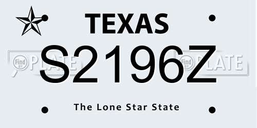 S2196Z Texas License Plate