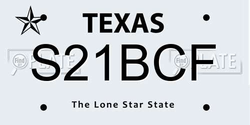 S21BCF Texas License Plate