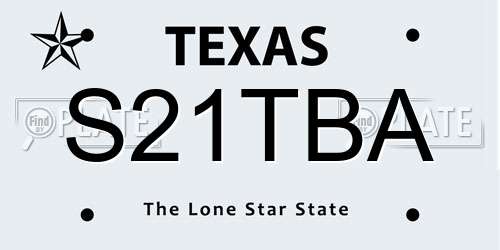 S21TBA Texas License Plate