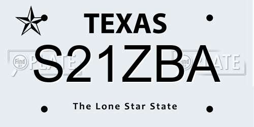 S21ZBA Texas License Plate