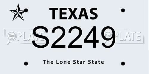 S2249 Texas License Plate