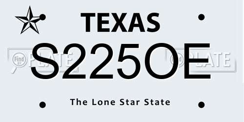 S225OE Texas License Plate