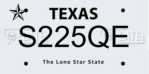 S225QE Texas License Plate