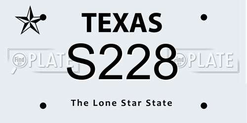 S228 Texas License Plate