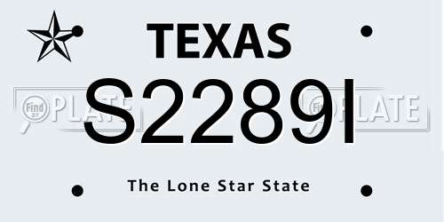 S2289I Texas License Plate