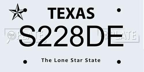 S228DE Texas License Plate
