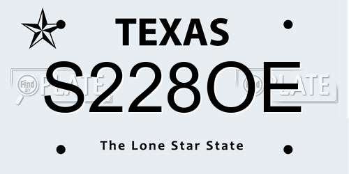 S228OE Texas License Plate