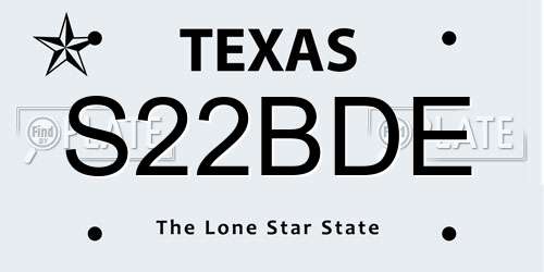 S22BDE Texas License Plate