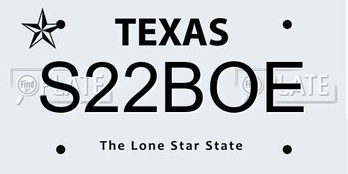 S22BOE Texas License Plate