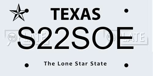 S22SOE Texas License Plate