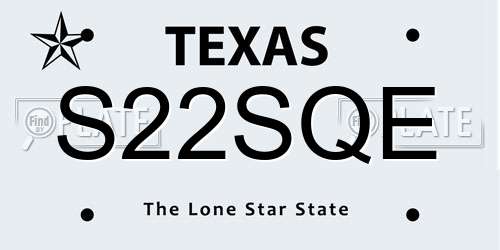 S22SQE Texas License Plate