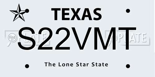 S22VMT Texas License Plate
