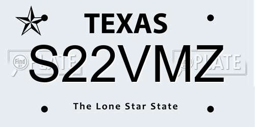 S22VMZ Texas License Plate