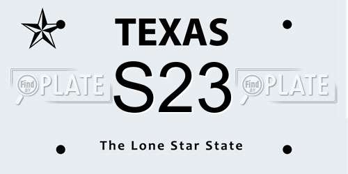 S23 Texas License Plate