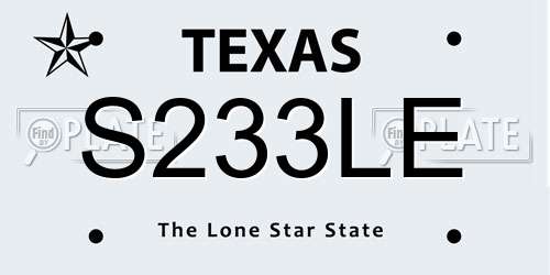 S233LE Texas License Plate