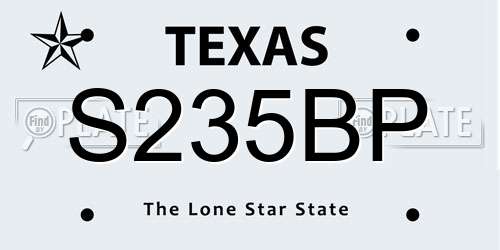 S235BP Texas License Plate