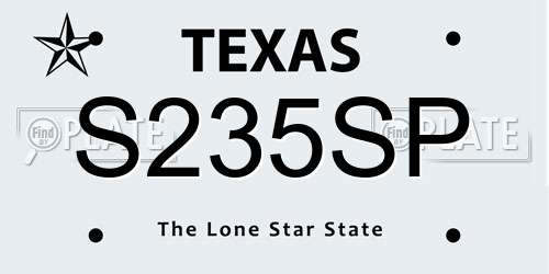 S235SP Texas License Plate