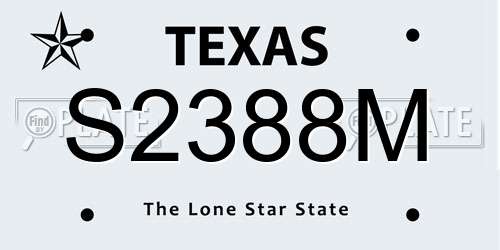 S2388M Texas License Plate