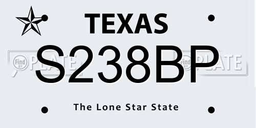 S238BP Texas License Plate