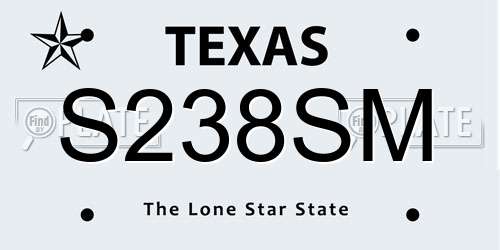 S238SM Texas License Plate