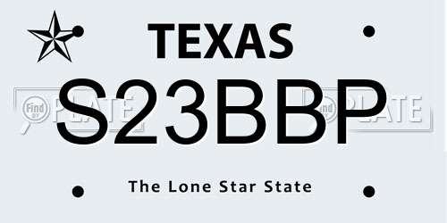 S23BBP Texas License Plate