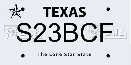S23BCF Texas License Plate