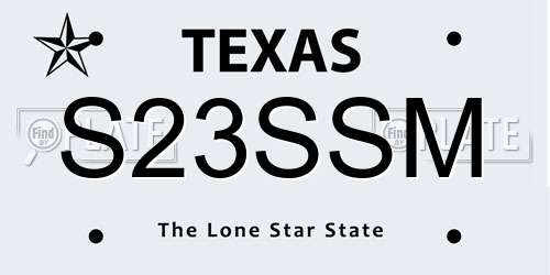 S23SSM Texas License Plate