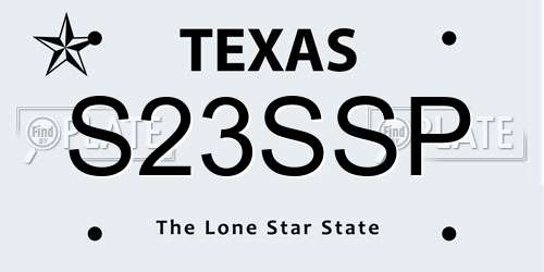 S23SSP Texas License Plate