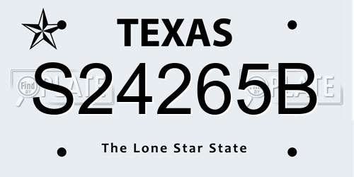 S24265B Texas License Plate