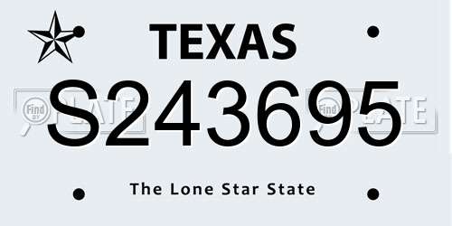 S243695 Texas License Plate