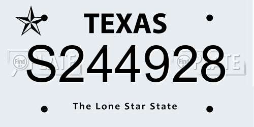 S244928 Texas License Plate