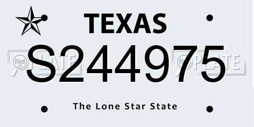 S244975 Texas License Plate
