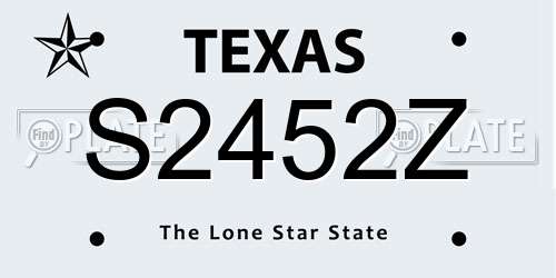 S2452Z Texas License Plate